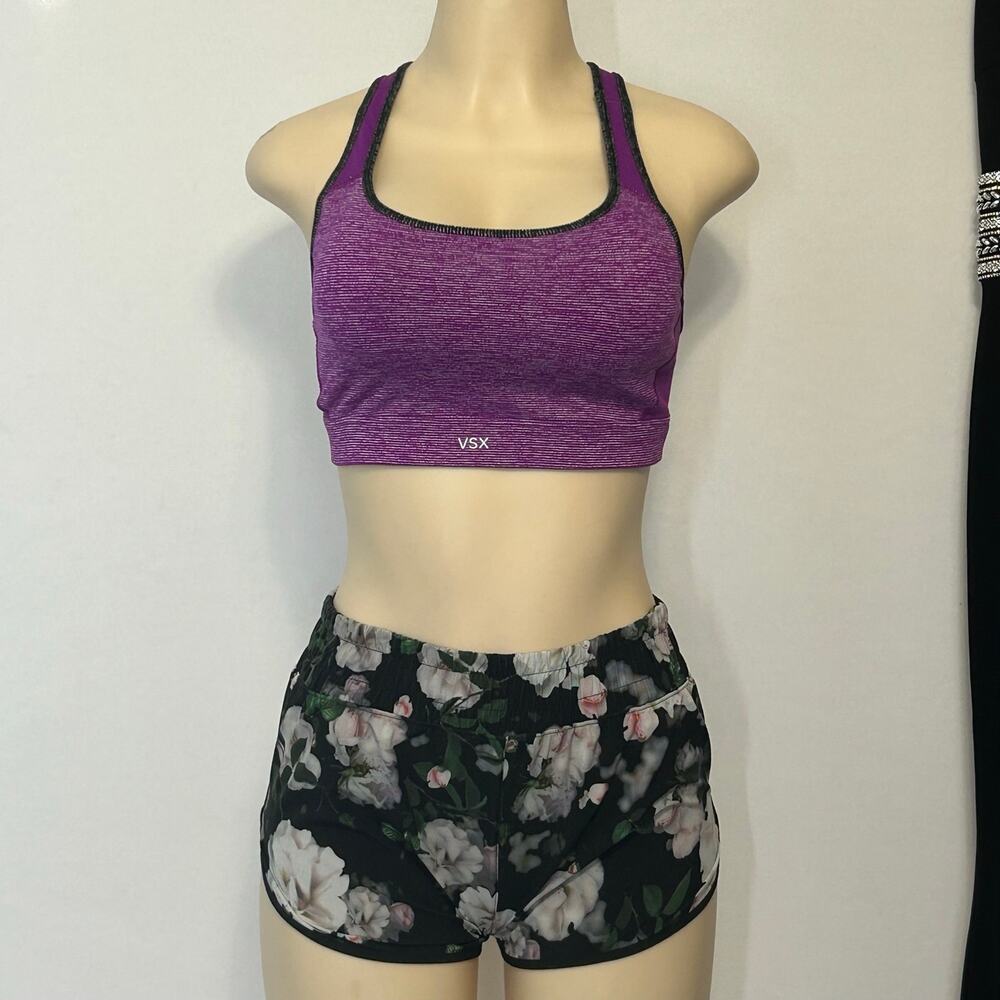 Victoria’s Secret VSX Sport Bra Victoria Sport Floral Shorts Set XS Purple
